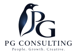 PG CONSULTINGのペンギンロゴ People. Growth. Creative.